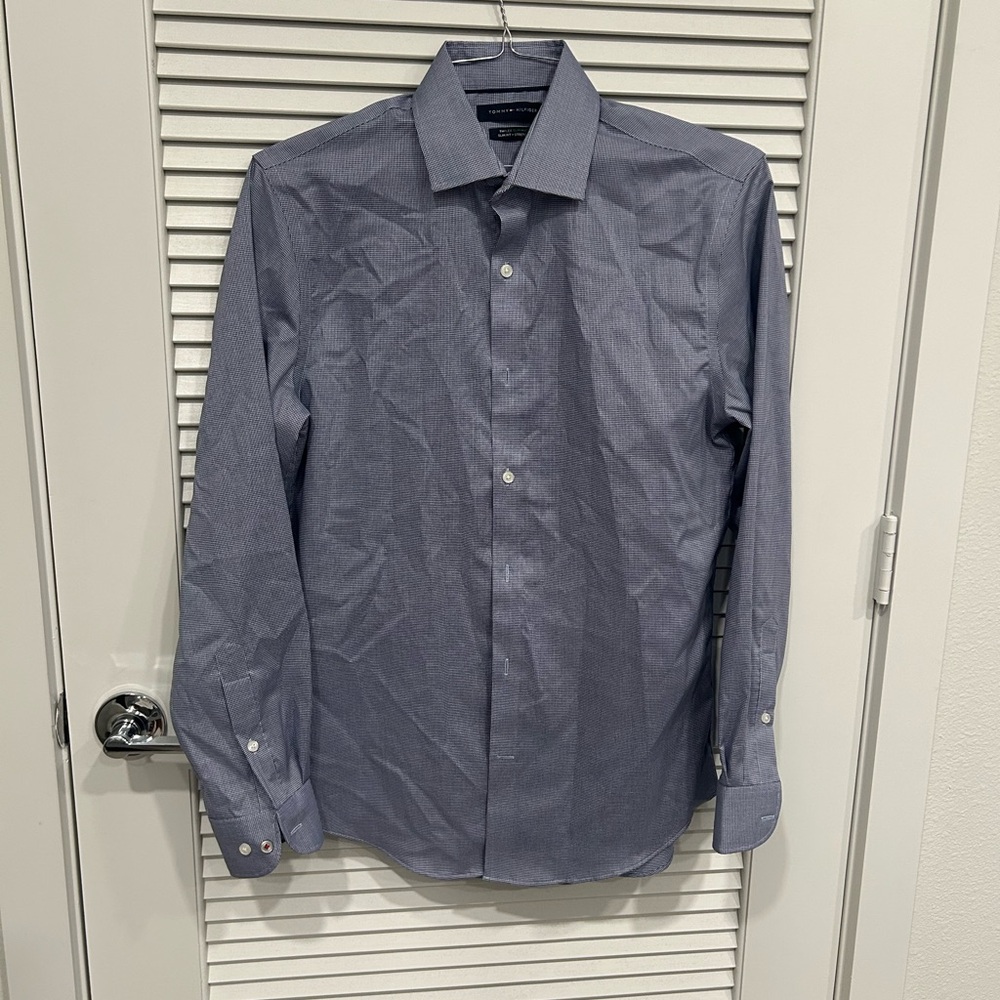 Tommy Hilfiger Blue Dress Shirt Slim Fit Long Sleeve